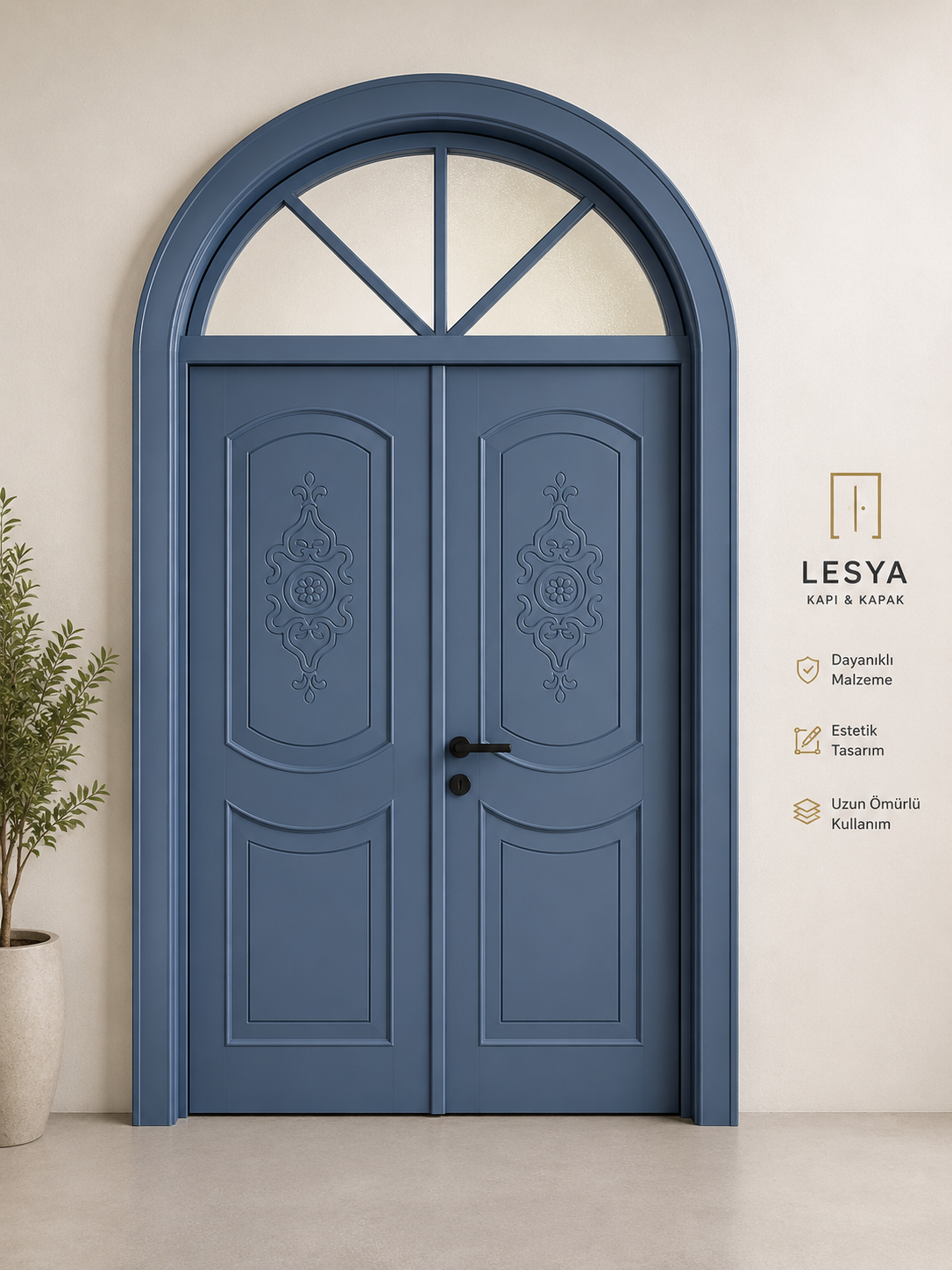 Safir Mavi Çift Kanat Premium Villa Kapısı